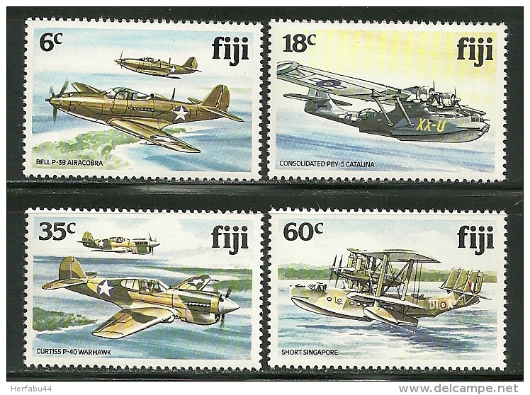 Fiji     "World War II Aircraft"     Set    SC# 454-57   MNH**  SCV$ 12.00 - Fiji (1970-...)