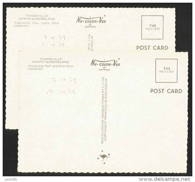 AUSTRALIA TOWNSVILLE North Queensland Port And City From Castle Hill 2 Cards 1979 - Townsville