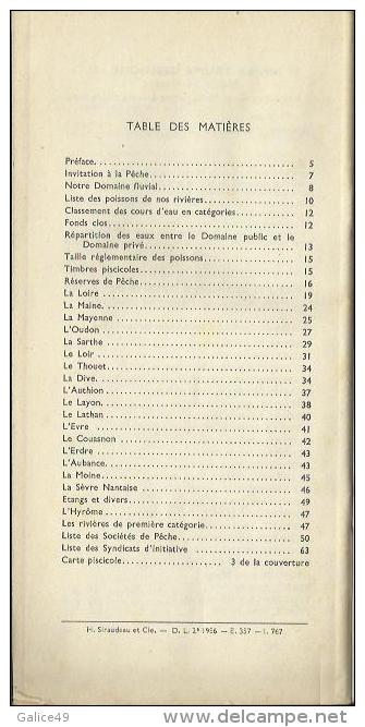 La Pêche En Anjou - Guide Du Pêcheur + Carte Piscicole - Année 1956 - Chasse/Pêche