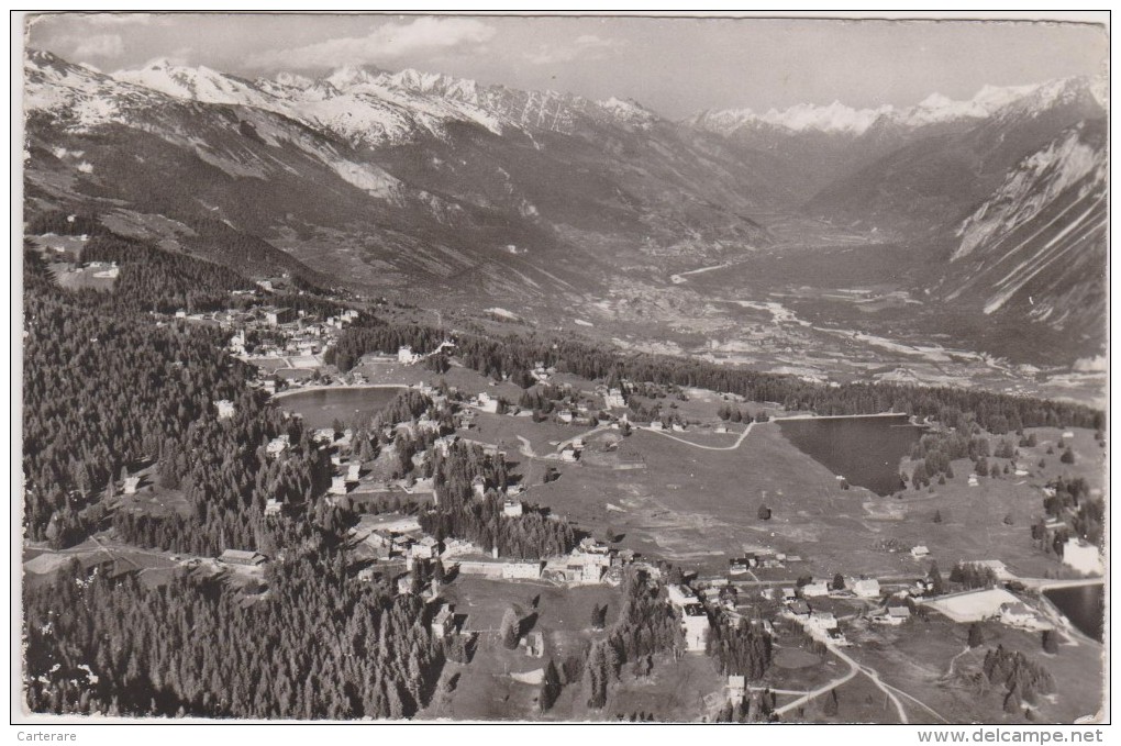 SUISSE,HELVETIA,SWISS,SWITZERLAND,SCHWEIZ,SVIZZERA ,VALAIS,CRANS MONTANA,1957,vue Prise D'un Avion - Crans-Montana