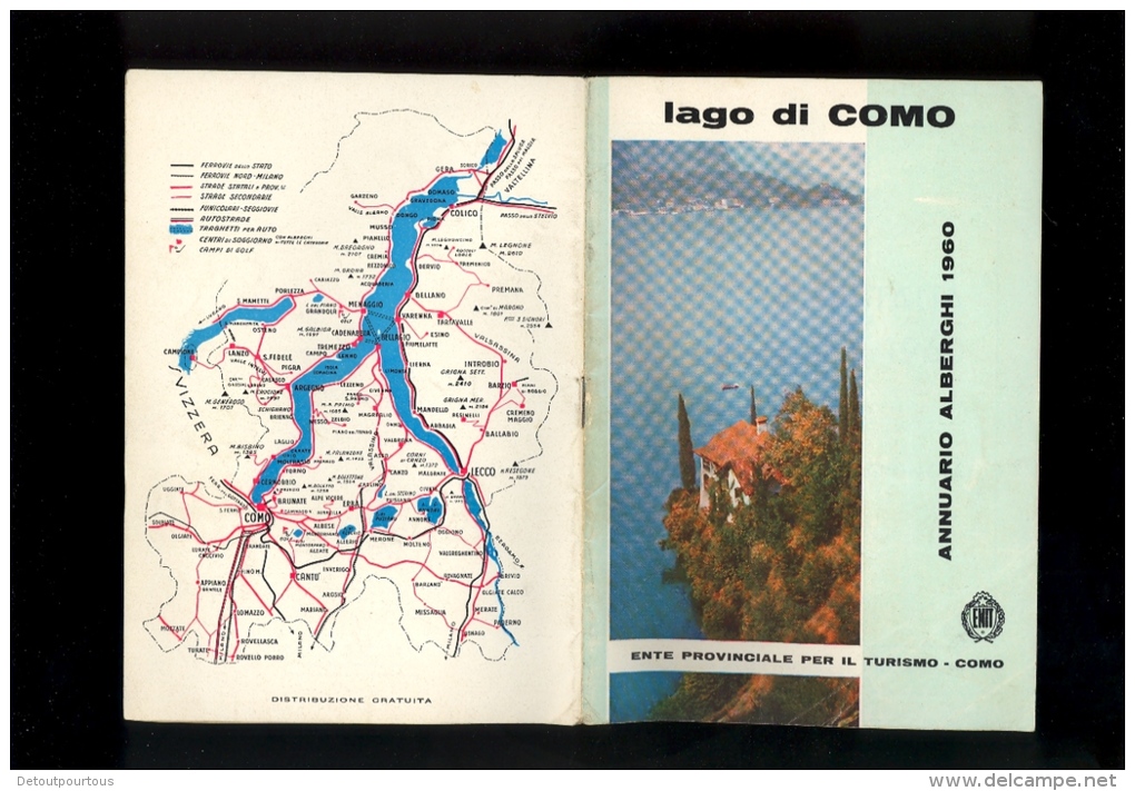 x4 prospectus touristiques Italie Italia LAGO DI COMO annuario alberghi 1960 ENIT 1934 1950 1959