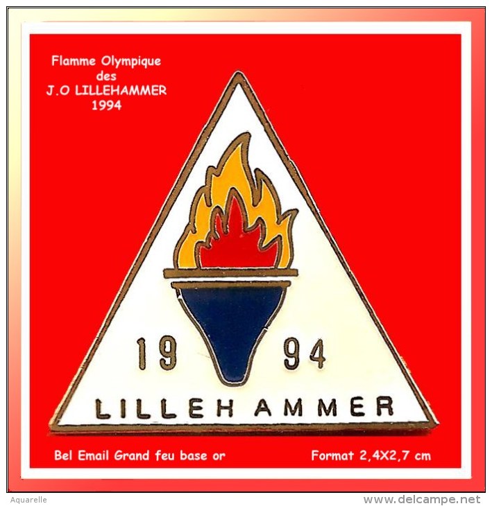 SUPER PIN´S OLYMPIQUE : FLAMME OLYMPIQUE Dans Triangle Des JO De LILLEHAMMER 1984 - Olympische Spelen