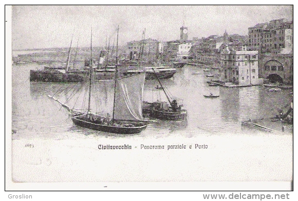 CIVITAVECCHIA 1673 PANORAMA PARZIALE E PORTO  (CACHET CROIX ROUGE ITALIENNE AU VERSO) - Civitavecchia