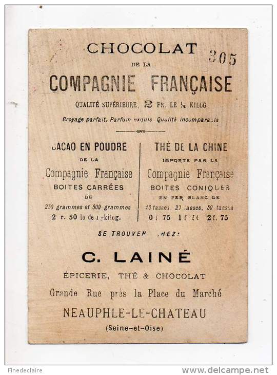 Chromo - Chocolat De La Compagnie Française - C. Lainé, Neauphle Le Chateau (Seine Et Oise) - Other & Unclassified