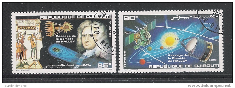 REPUBLIQUE DE DJIBOUTI - 1986 - 2 VALORI OBLITERATI DEDICATI AL PASSAGGIO DELLA COMETA HALLEY - IN BUONE CONDIZIONI. - Gibuti (1977-...)