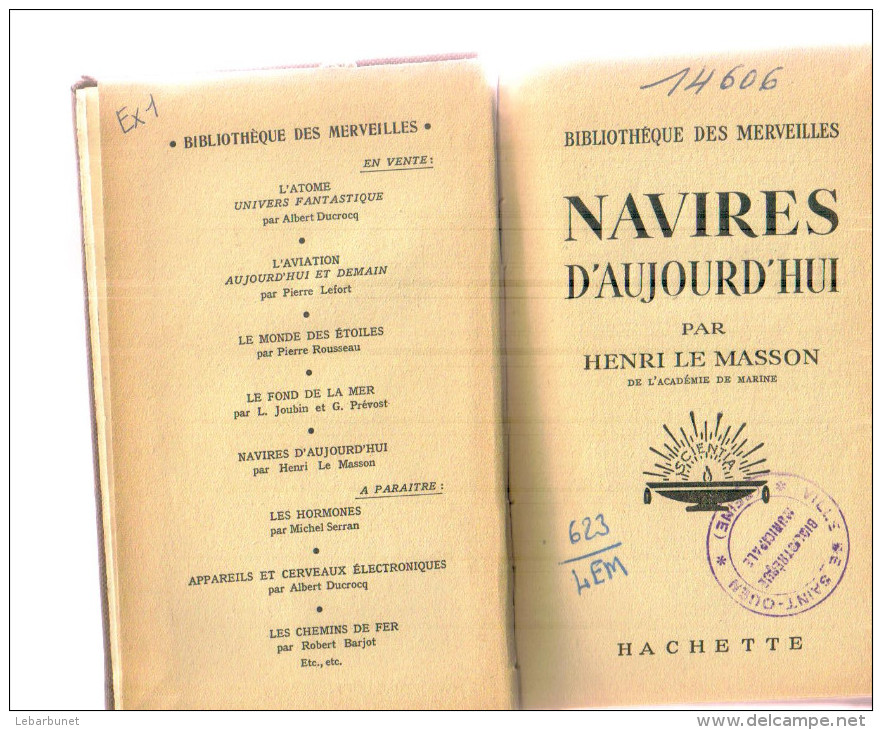 Liovre Ancien 1951  "Navires D'Aujourd'hui" Par Henri Le Masson - Barche