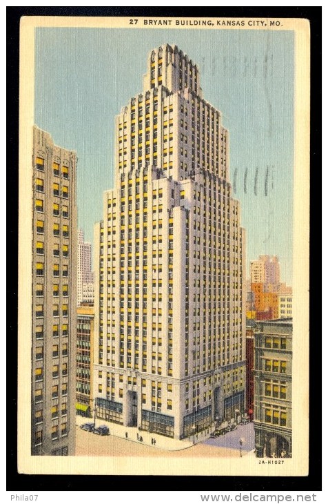 27 Bryant Building, Kansas City, Mo. ----- Postcard Traveled - Kansas City – Kansas