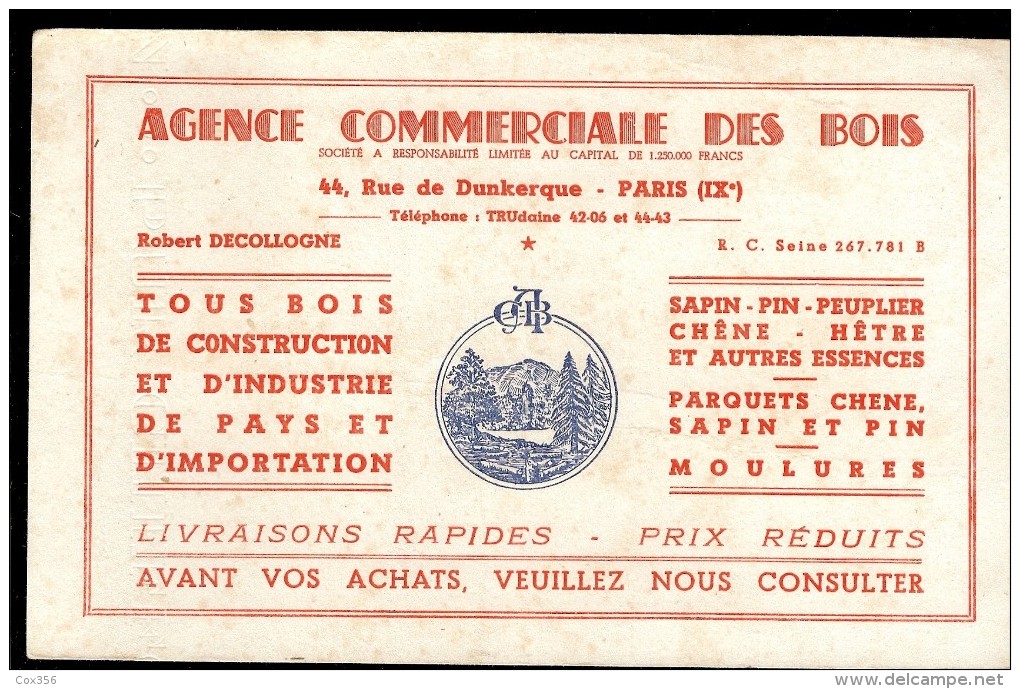 BUVARD AGENCE COMMERCIALE DES BOIS PARIS IXe - Agricultura