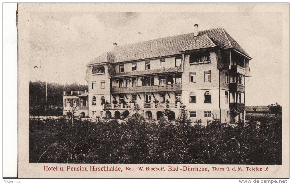 BAD-DÜRRHEIM - Hôtel U. Pension Hirschhalde - Mai 1916 - Bad Duerrheim