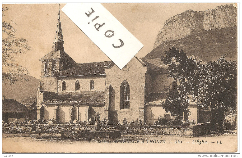 RARE !  THONES : ALEX - Route D'Annecy à Thônes - L'Eglise  1910-1915 - Thônes