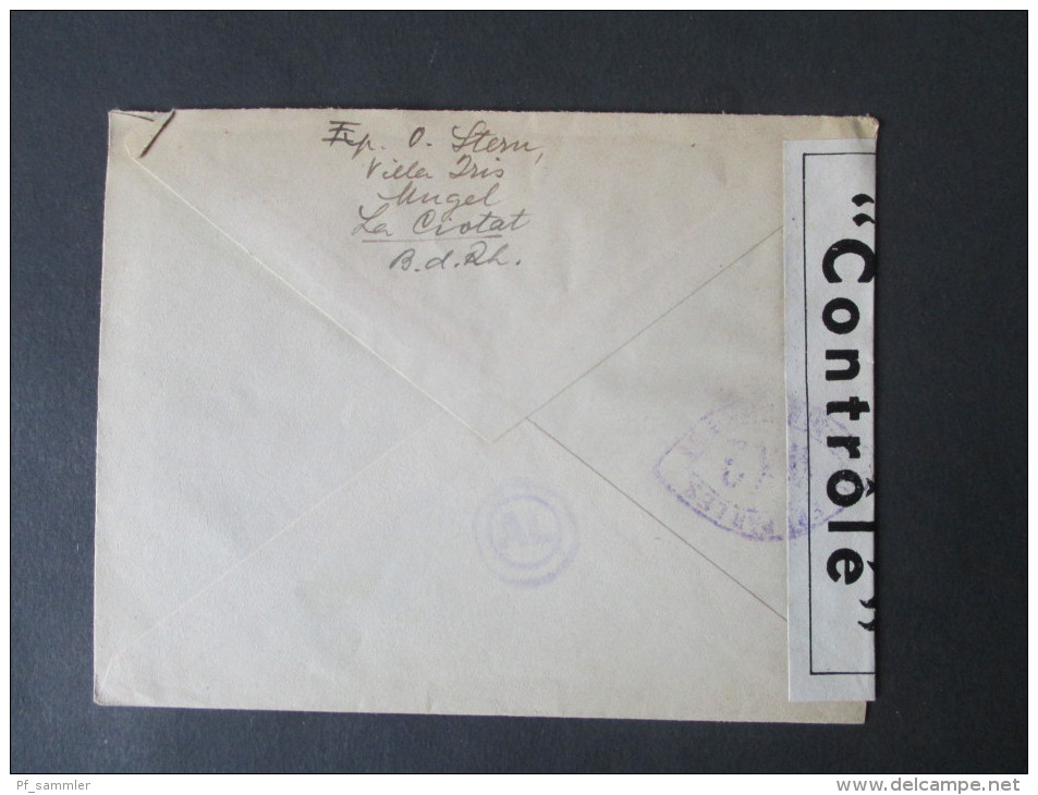 Frankreich 1942 Zensurbeleg In Die Schweiz. Controlé. Violetter Zensurstempel! Michel Nr. 521 Als Viererblock. MeF - Storia Postale