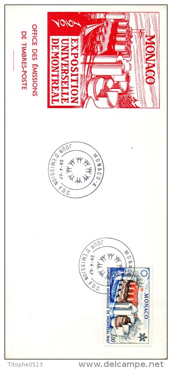 MONACO. N°727 De 1967 Sur Enveloppe 1er Jour (FDC). Expo. Universelle De Montréal. - 1967 – Montreal (Canada)