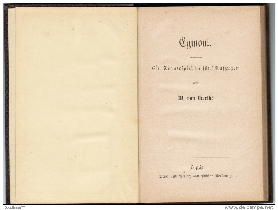 Egmont - Ein Trauerspiel In Funf Auszugen Von W. Von Goethe - Theater & Scripts