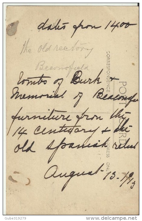 UNITED KINGDOM 1913 - VINTAGE POSTCARD - BUCKINGHAMSHIRE-BEACONFIELD -OLD RECTORY- WRITTEN ON AUG 13, 1913REFJAL274 - Buckinghamshire