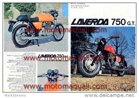 LAVERDA 750 GT - SF  1971  Depliant Originale Moto Genuine Motorcycle Brochure ProspekT - Motor Bikes