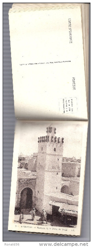 LOT carnet de 20 cp KAIROUAN jardins  palais entrée ville sainte mosquée cour chaire galerie bassin pipe marabout lustre