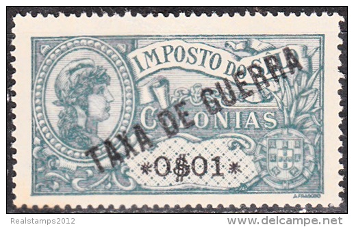 EMISSÕES GERAIS- Colónias De África (IMP. POSTAL)1919-Selos Fiscais C/sob.«TAXA DE GUERRA» 0$01 15x14 (*) MNG MUN.  Nº 1 - Portugiesisch-Afrika