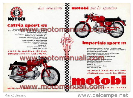 MOTOBI 175 CATRIA SPORT - IMPERIALE SPORT 125  1960 Depliant Originale Moto Genuine Motorcycle Brochure Prospekt - Motos