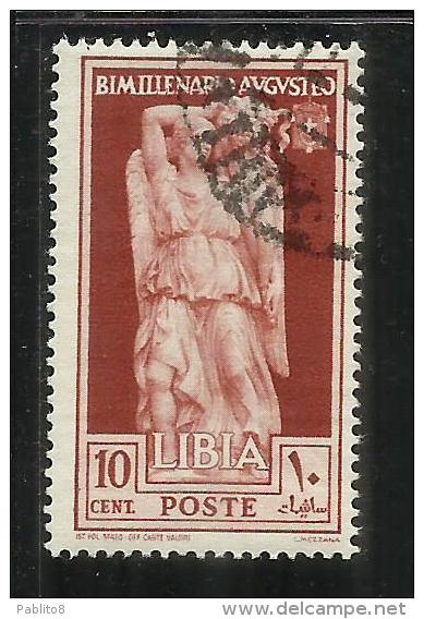 COLONIE ITALIANE LIBIA 1938 AUGUSTO CENT. 10c USED USATO OBLITERE' - Africa Oriental Italiana