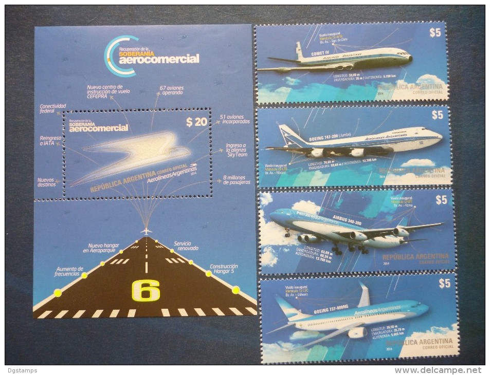 Argentina 2014 ** Recuperacion De La Soberania Aerocomercial. Aviones Y Emblema Aerolineas. - Unused Stamps