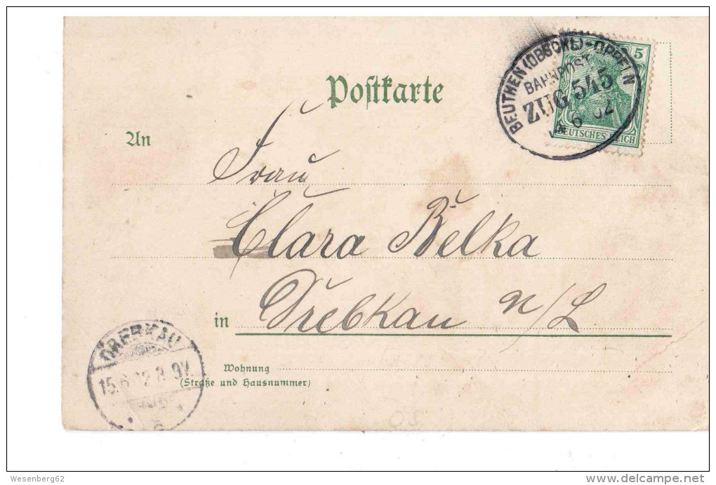 Myslowitz 3 Kaiser Ecke Zar Nicolas II Russia AT Germany 1 Fach Frankatur, 1902 Bahnpost Gelaufen 2 Scans - Schlesien