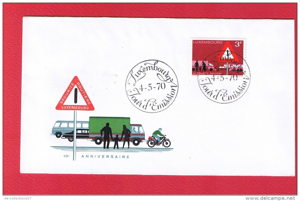 Luxembourg  // Enveloppe 1er Jour  // 10 ème Anniversaire De La Sécurité Routière //  4/5/70 - FDC