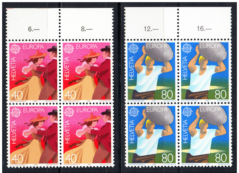 SUIZA1981 -CEPT.  BLOQUE DE 4  NUEVOS SIN CHARNELA .SES GRANDE Nº 18 - 1981