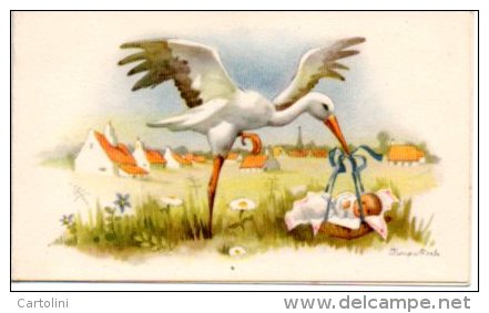 Geboortekaartje Faire Part De Naissance Frank 1953 Rumst   Prentje Ooievaar Cigogne Stork - Naissance & Baptême