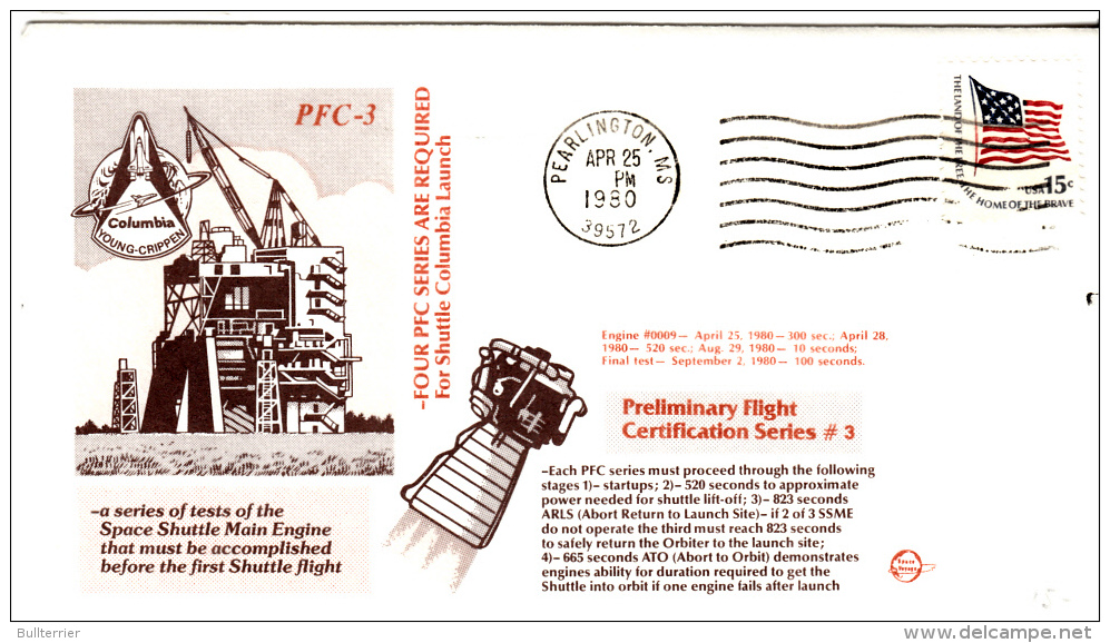 SPACE -   USA - 1980 - PFC 3  PRELIMINARY FIGHT  COVER WITH  PEARLINGTON   POSTMARK - Etats-Unis