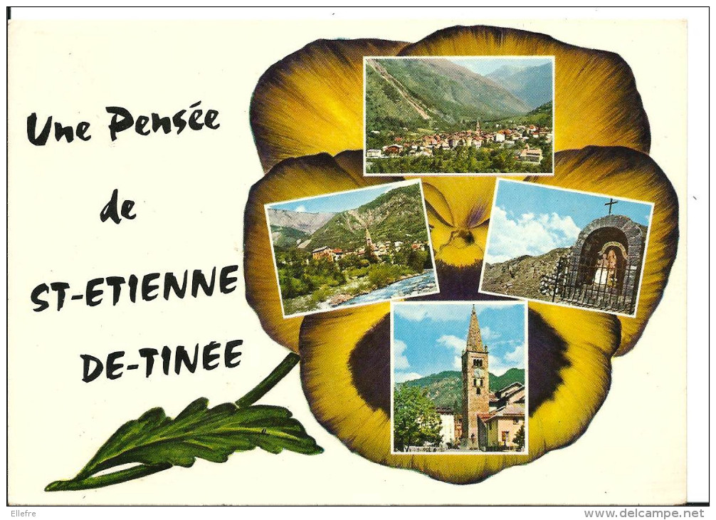 Une Pensée De St Etienne De Tinée , Cpm Multivues, écrite , édition SEPT Nice - Saluti Da.../ Gruss Aus...