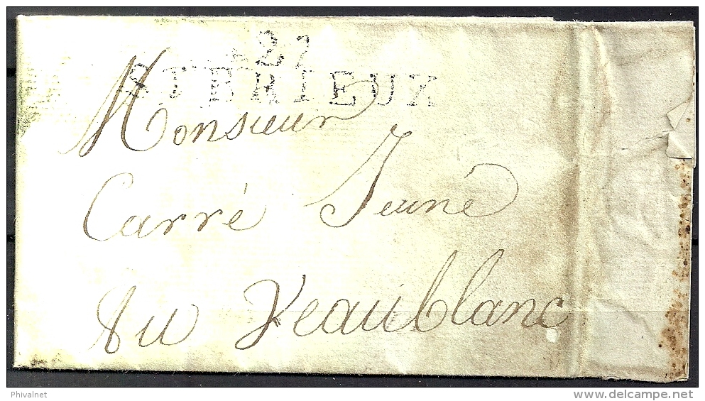 ST. BRIEUX A VEAUBLANC, CARTA COMPLETA CIRCULADA, MARCA PREFILATELICA " 21/ ST BRIEUX". - 1794-1814 (Période Française)