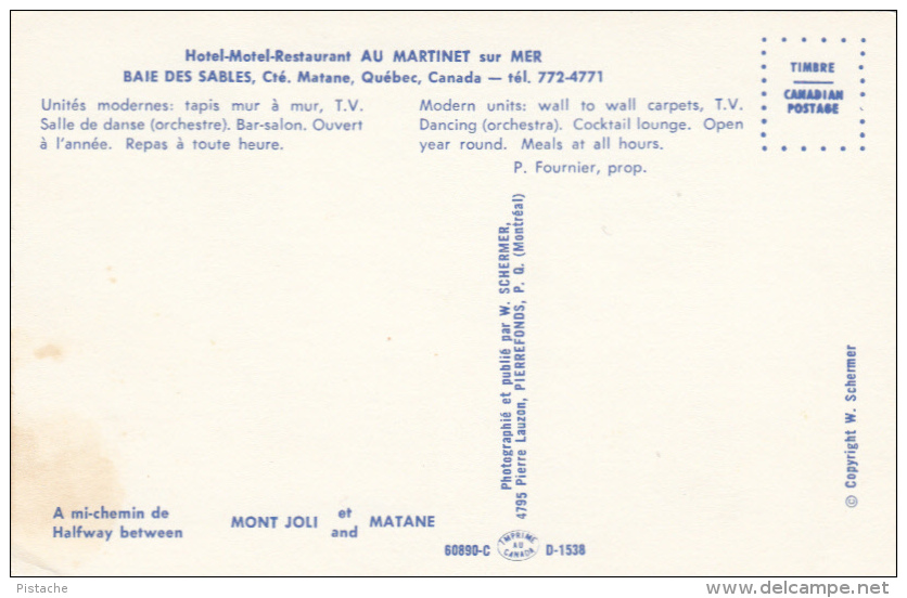 Baie Des Sables Québec - Matane - Hotel Motel Restaurant Au Martinet - BP Gas Station - 2 Scans - Otros & Sin Clasificación