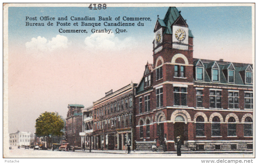 Granby Québec Canada - 1910-20 - Bureau Poste & Banque - Post Office & Bank - Animated - Pub. By Ed. Peltier - 2 Scans - Granby