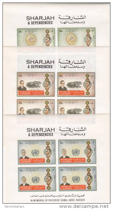 Sharjah 1971,Pr. Nasser & De Gaulle,5 De Luxe Air Mail Only Exist S.sheet Imperf.bloc Of 4 MNH Superb-very Limited-2 Sca - Sharjah