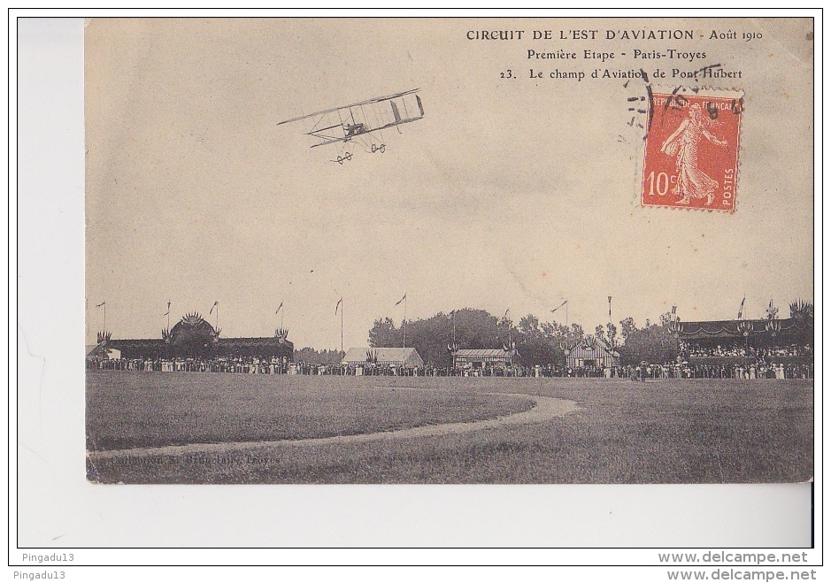 Au Plus Rapide Circuit De L´Est Aviation Août 1910 Paris Troyes Champ D´Aviation Pont Hubert - Reuniones