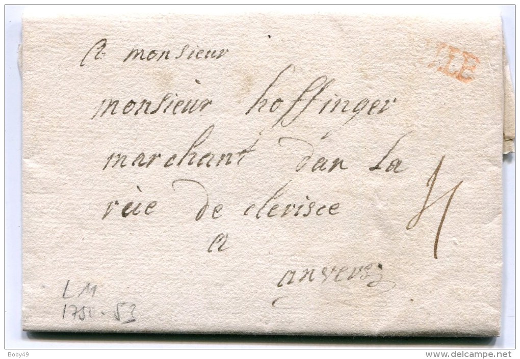 LILLE LAC  Non Datée Taxée 4 Pour ANVERS ( Lenain N°11) - 1701-1800: Precursores XVIII
