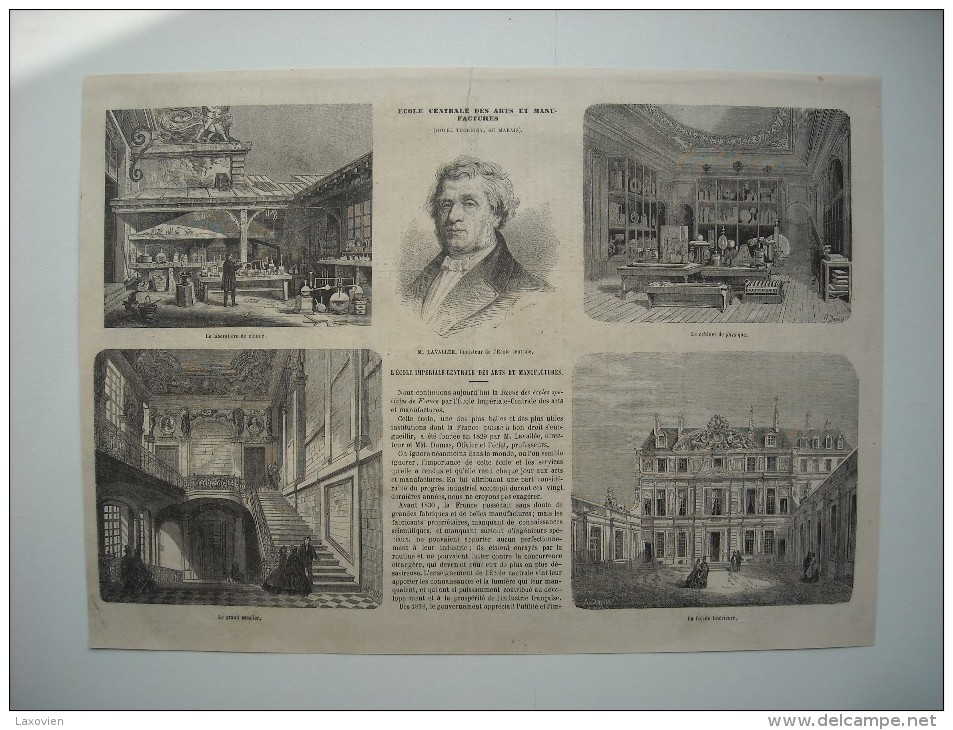 GRAVURE 1863. L’ECOLE IMPERIALE-CENTRALE DES ARTS ET MANUFACTURES. 4 GRAVURES AVEC EXPLICATIF......... - Stiche & Gravuren