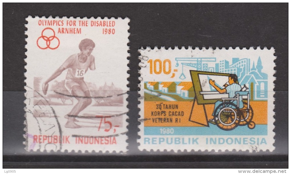 Indonesie 1003-1004 Used ; Olympic Games Handicapped Persons Arnhem 1980 NOW MANY STAMPS INDONESIA VERY CHEAP - Sport Voor Mindervaliden