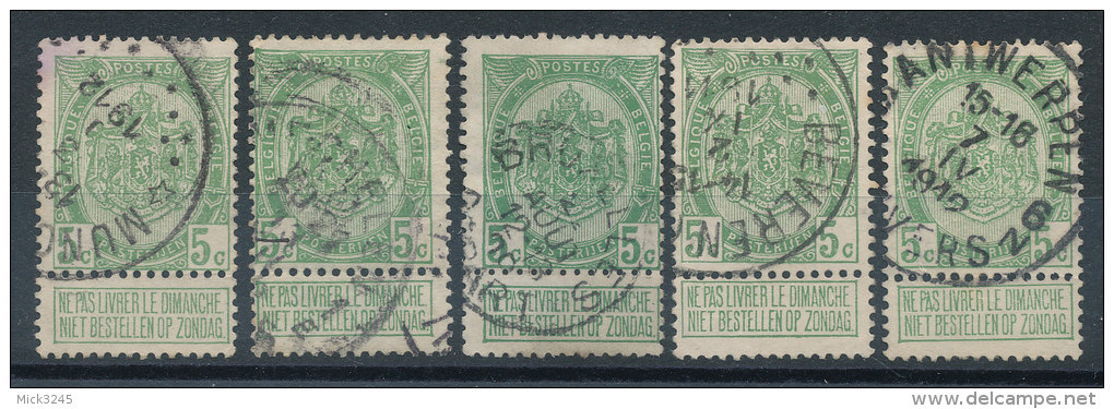 Belgique  N°83 (X5) - 1893-1907 Wappen