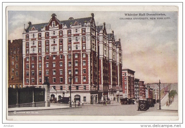 COLUMBIA UNIVERSITY NEW YORK CITY ~ WHITTIER HALL DORMITORIES ~ C1920s Vintage Postcard - NYC NY - Unterricht, Schulen Und Universitäten