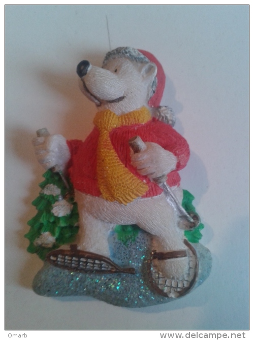 Sor160 Magnete, Calamita, Orso Polare Con Racchetta Da Neve, Tennis, Natale, Christmas, Noel, Ours Polaire, Polar Comics - Humor