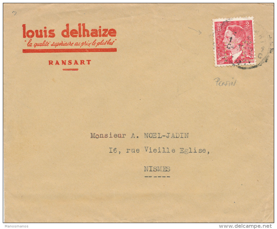 918/22 -  Lettre TP De Bast PERFORE L.D. RANSART 1953 - Entete Louis Delhaize - Zonder Classificatie