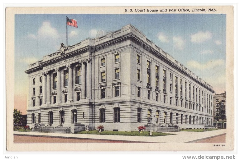 USA, LINCOLN NEBRASKA NE - US COURT HOUSE AND POST OFFICE BUILDING  Ca1920s Unused Vintage Postcard - Lincoln