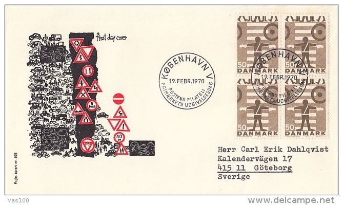 ROAD SAFETY, TRAFFIC SIGNS, COVER FDC, 1970, DENMARK - Accidents & Sécurité Routière