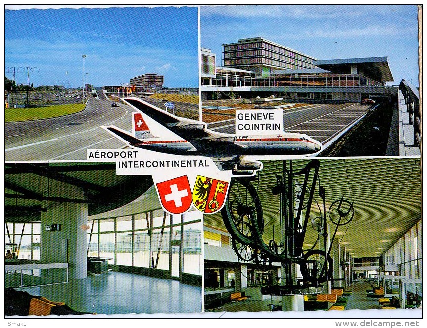 AK FLUGHAFEN AERODROME AEROPORT GENEVE COINTRIN ALTE POSTKARTEN 1968 - Aerodrome