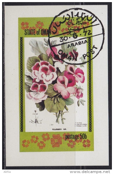 Oman State 1972 Flowers, Block, Used (o) - Oman