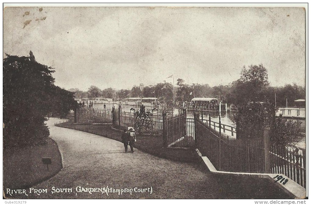 UNITED KINGDOM 1913 - VINTAGE POSTCARD - HAMPTON COURT - RIVER FROM SOUTH GARDENS - ANIMATED - NEW UNUSED REJAL313 PERFE - Middlesex