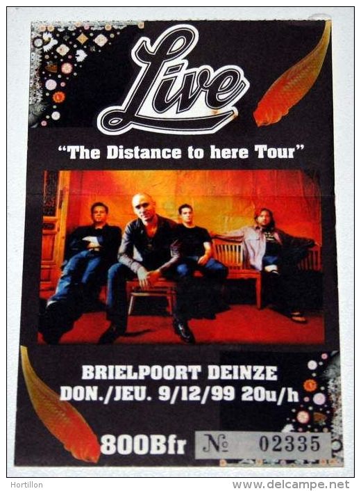 LIVE Billet Ticket Concert BELGIUM 09/12/1999 * EX ! - Concerttickets