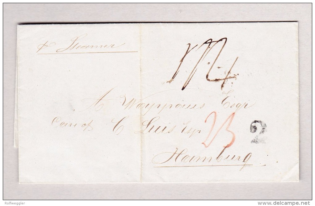 Venezuela Brief Ohne Marke Von Bolivar 22.8.1857 Nach Hamburg - Schiffspost - Venezuela
