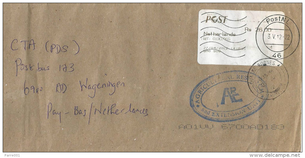 Mauritius Maurice 2012 Quatre Bornes SUB (counter) Post Office Meter Franking Postage Paid EMA Cover - Mauritius (1968-...)